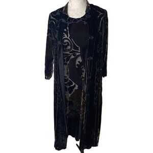 Ethos Vintage Womens Dress Jacket Set Size Small Black Burnout Velvet